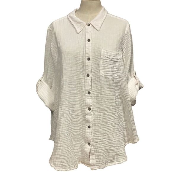 Caffe Marrakesh Solid White Casual Button Down Shirt - Picture 5 of 13